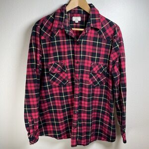 Matchstick Women XXL Pink Plaid Button Up Shirt Grunge Western Roll Tab Cotton